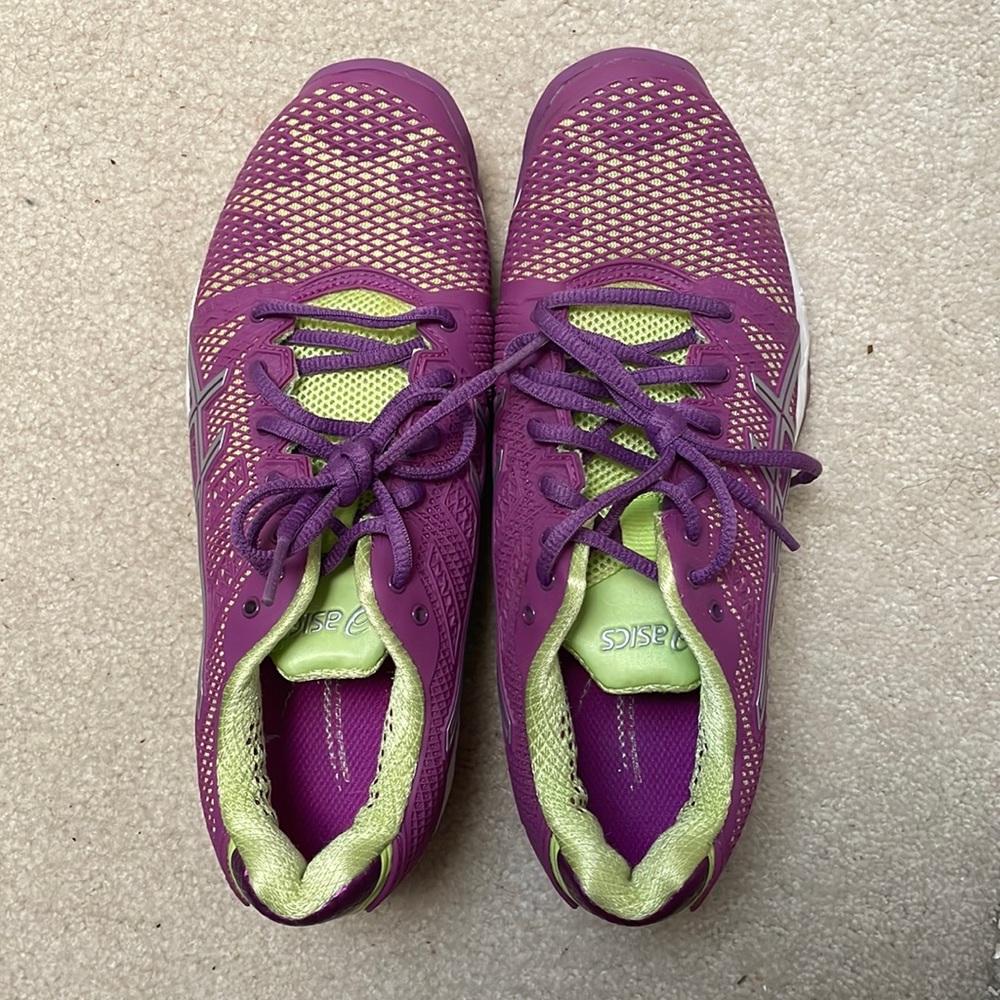 Purple and lime green gel ASICS